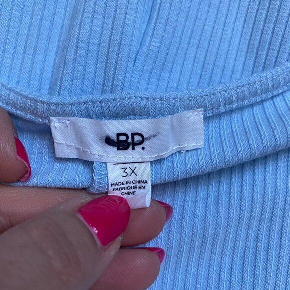 BP Women Blue Ribbed Tie Front Dress BNWOT Lettuce Edge Short Sleeve - Picture 8 of 8